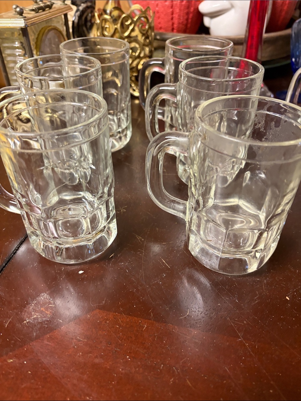 Clear Glass Beer Mugs - Set of 6